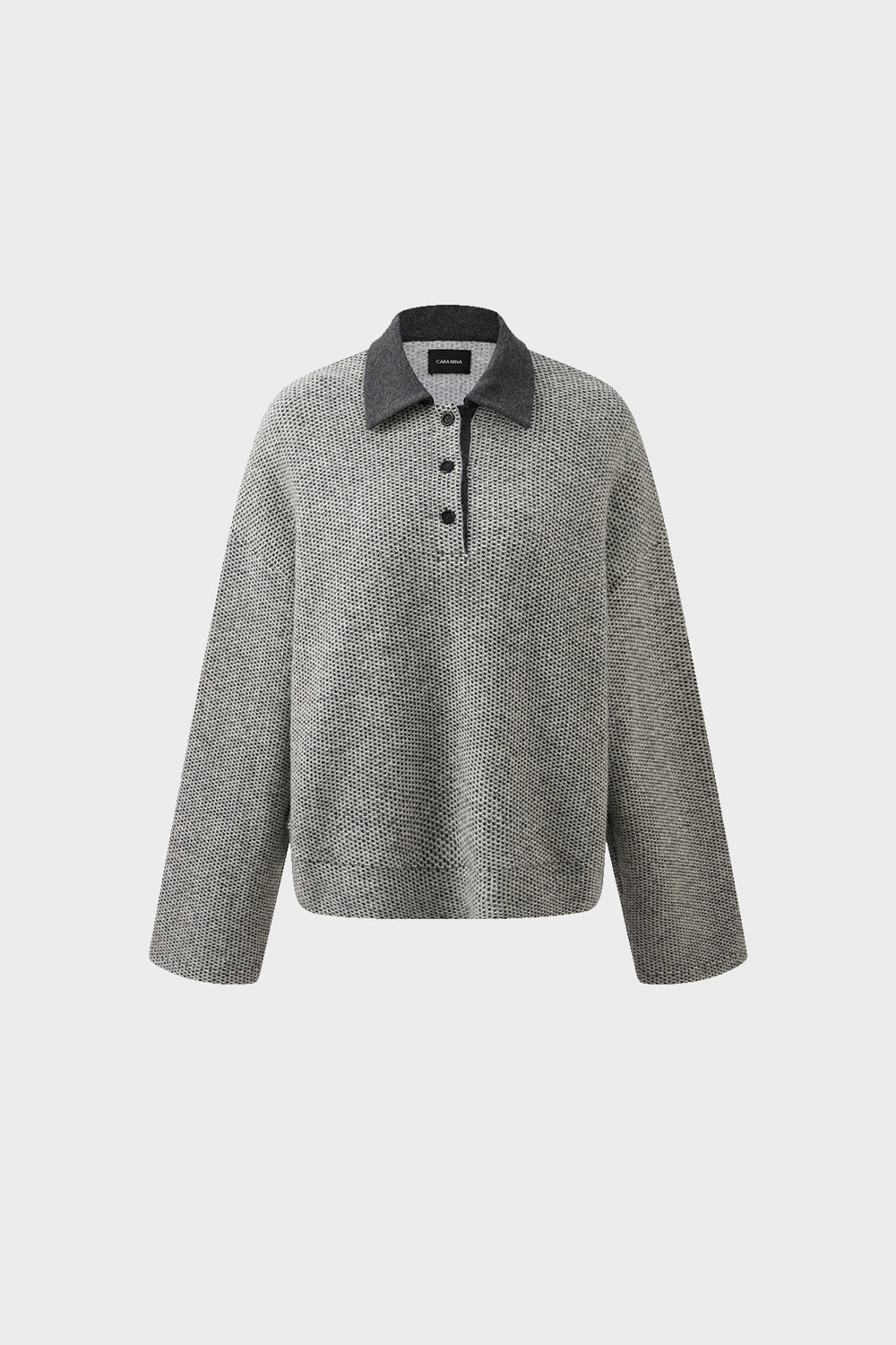 Floral yarn polo knitted cardigan