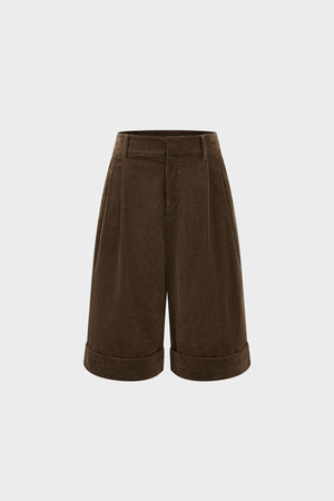 Silk pima cotton corduroy mid-length pants