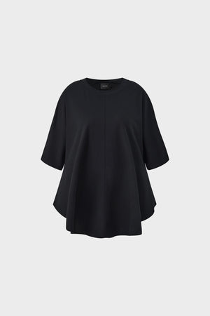 Unstructured hemmed loose-fitting short-sleeved cotton T-shirt
