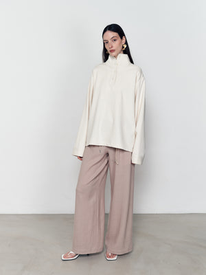 Mulberry silk semi-high-neck shirt